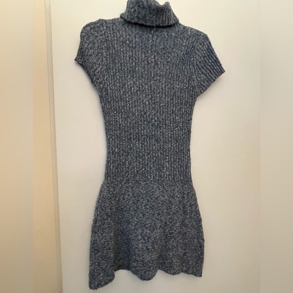 Juniors Medium Navy Blue Grayish Turtle Neck Sweater Dress - Picture 4 of 7